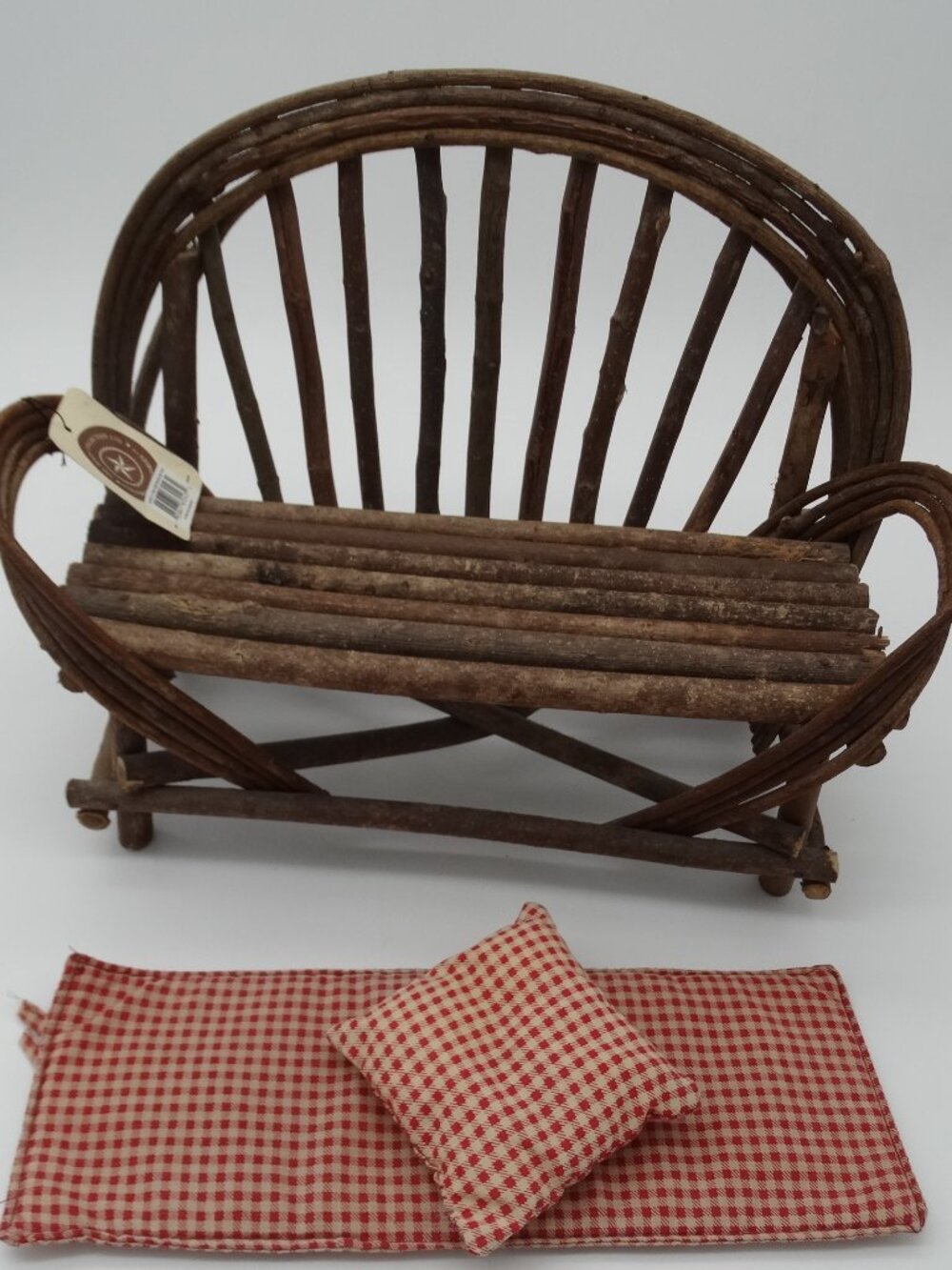 Vintage Boyd's Bear Brook's Willow Wood Settee with Cushion Doll  Chair Bench